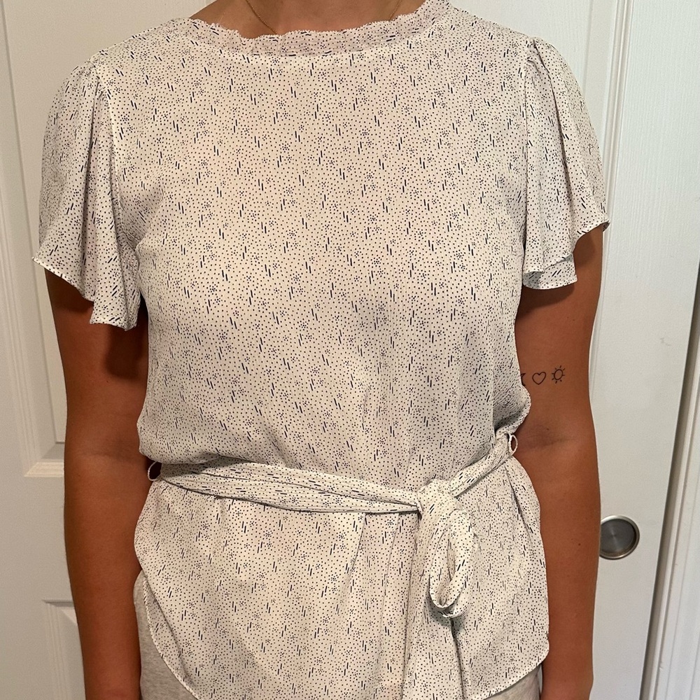 Loft Flutter Sleeve Top with tie waist